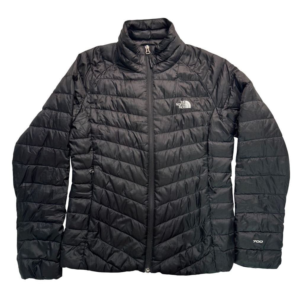 The North Face 700 Down Puffer Jacket Womens Small Black Full Zip Quilted
